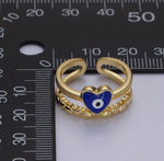 Load image into Gallery viewer, White/ Blue Evil Eve 🧿 Heart
Beaded Double Band Ring
