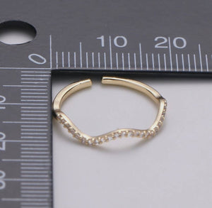 Cz Gold Wave Ring