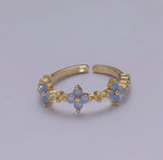Load image into Gallery viewer, Blue Opal Flower Ornament
Gold Ring
